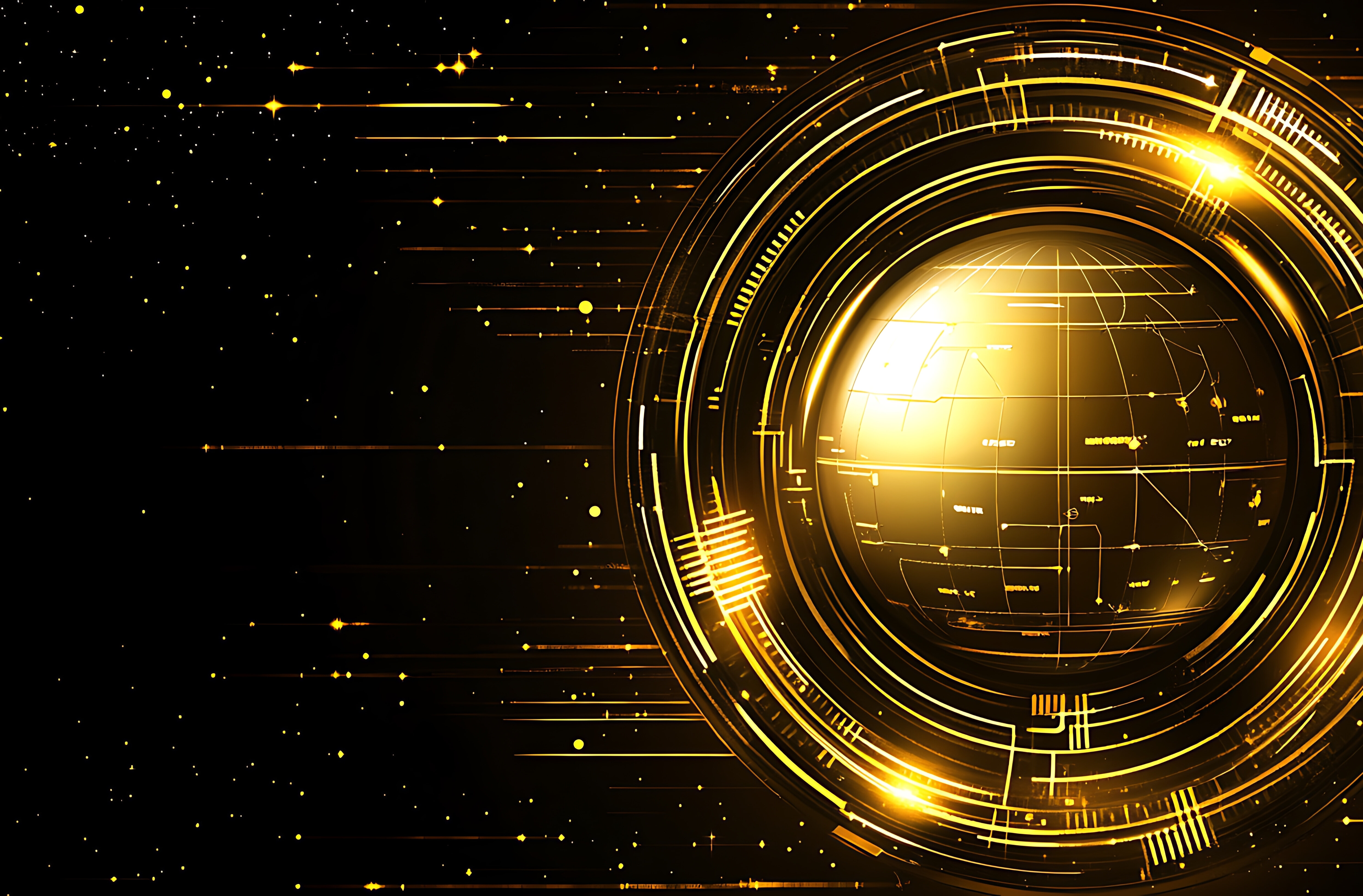 Abstract Gold Globe With Lines Clean Blank Canvas with Empty Space for Designs