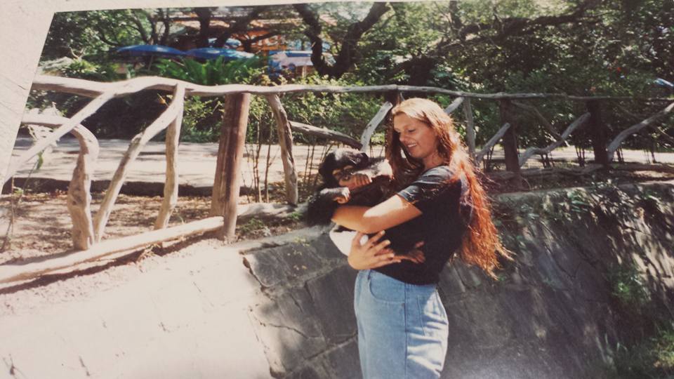 Leanne with Chimp when she was 16 years old at the EL zoo