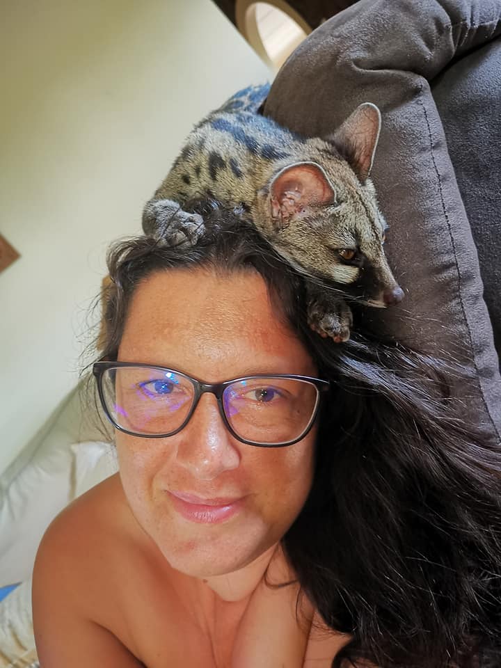 Leanne with hand raised Genet